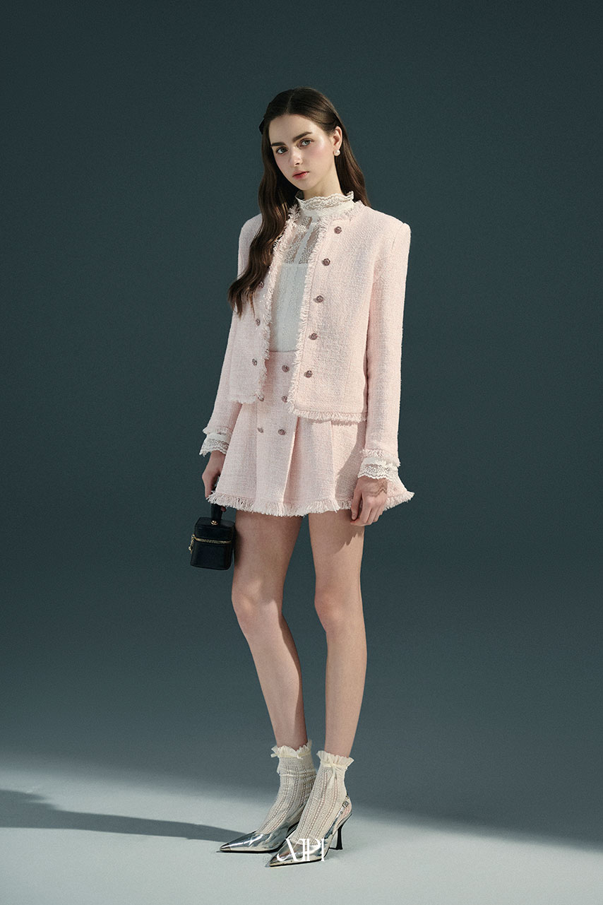 Rosie Skirt - Chân Váy Tweed Hồng Loang