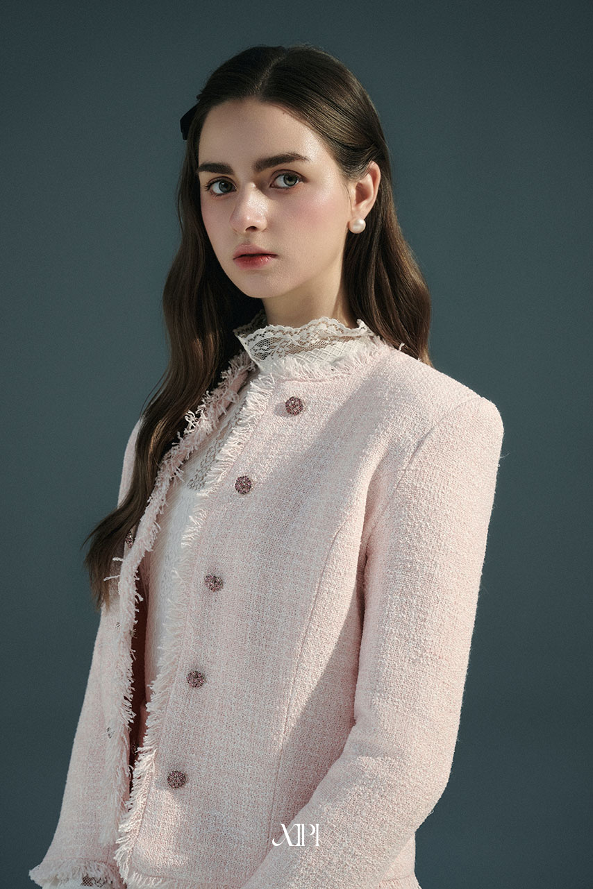 Rosie Coat - Áo Tweed Hồng Loang