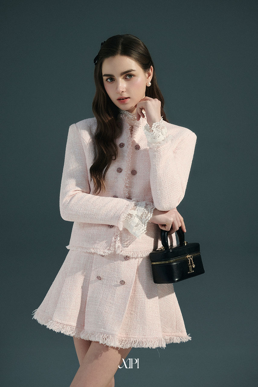 Rosie Skirt - Chân Váy Tweed Hồng Loang alternate