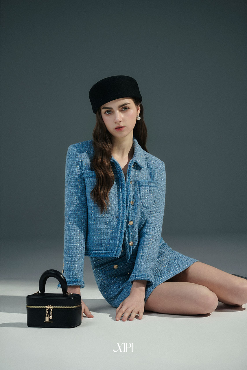 Tychee Coat - Áo Tweed Xanh Kim Sa