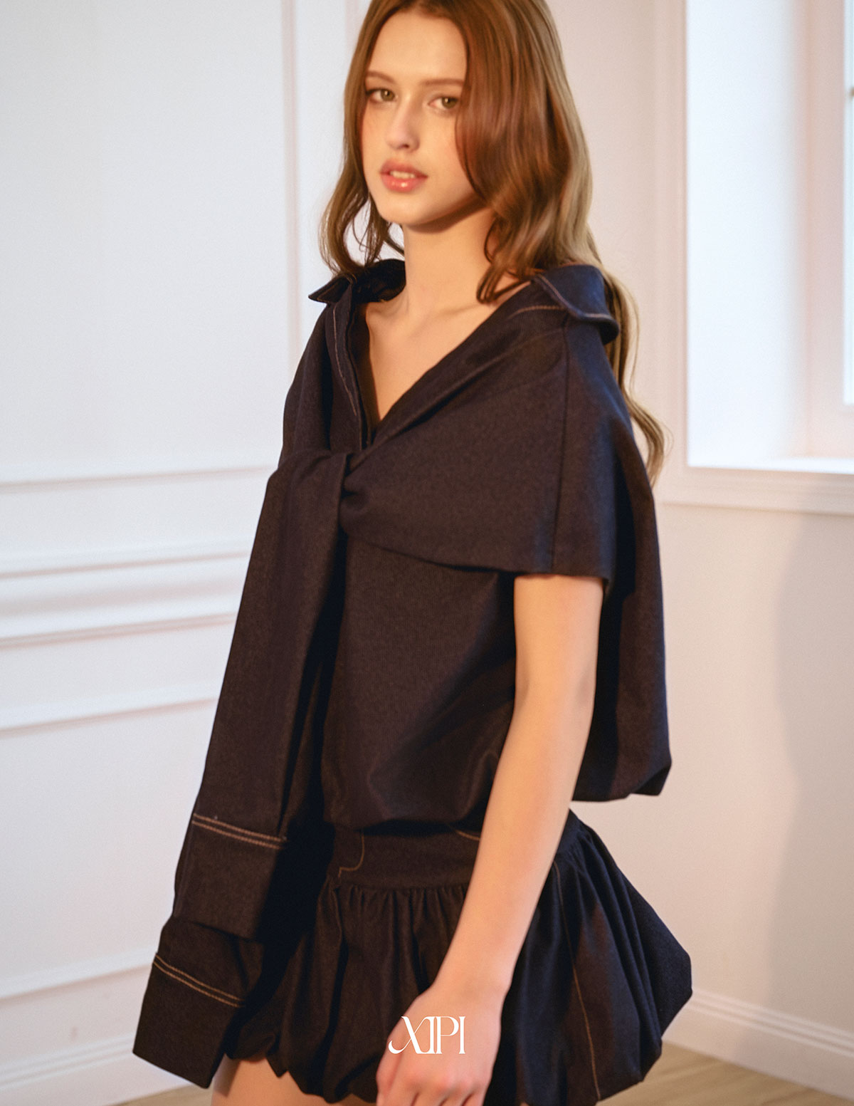 Almira Jean Skirt - Chân Váy Jean Nhún Bí