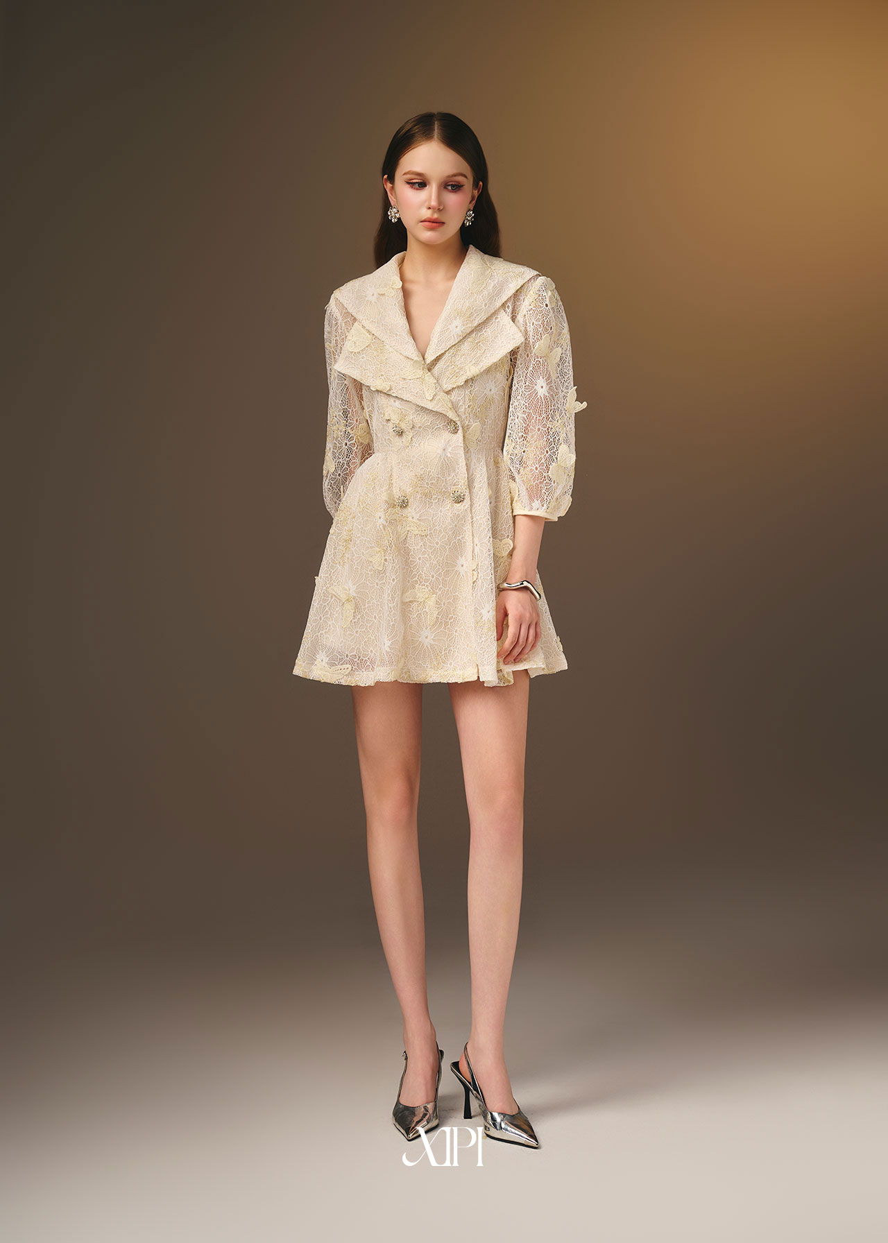 Fiora Dress - Đầm Vest Ren Kem
