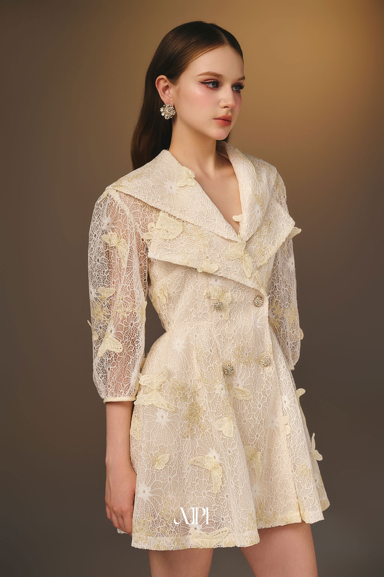 Fiora Dress - Đầm Vest Ren Kem alternate
