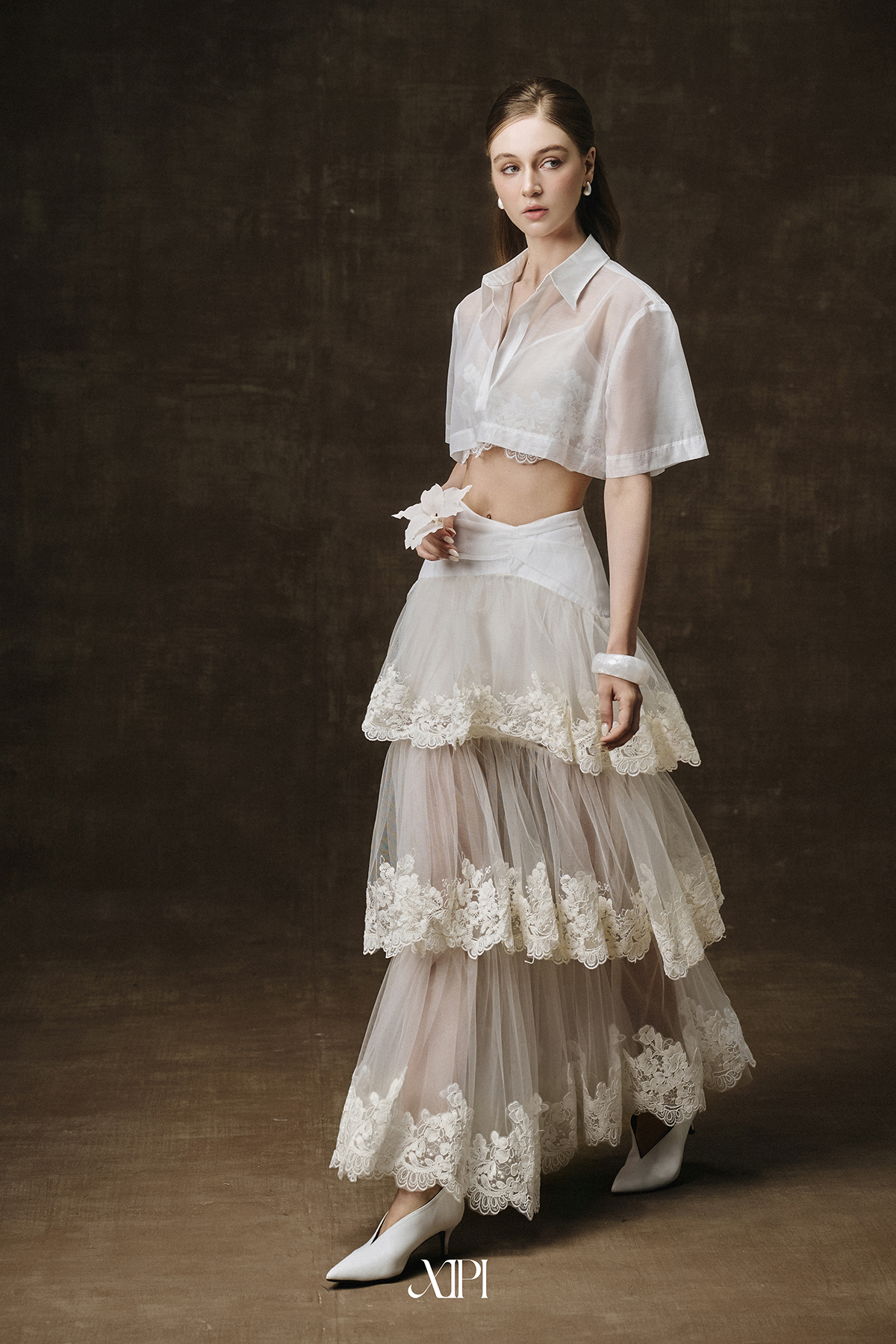 Celia Skirt - Chân Váy Lưới Phối Ren 3 Tầng