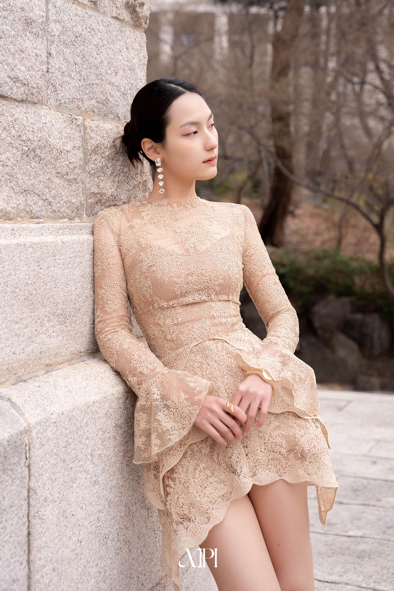 Marjorie Dress - Đầm Ren Dài Tay Tùng 3 Tầng Bèo alternate