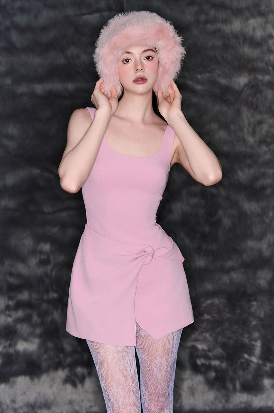 Jane - Đầm Hồng Cổ U Vạt Xoắn