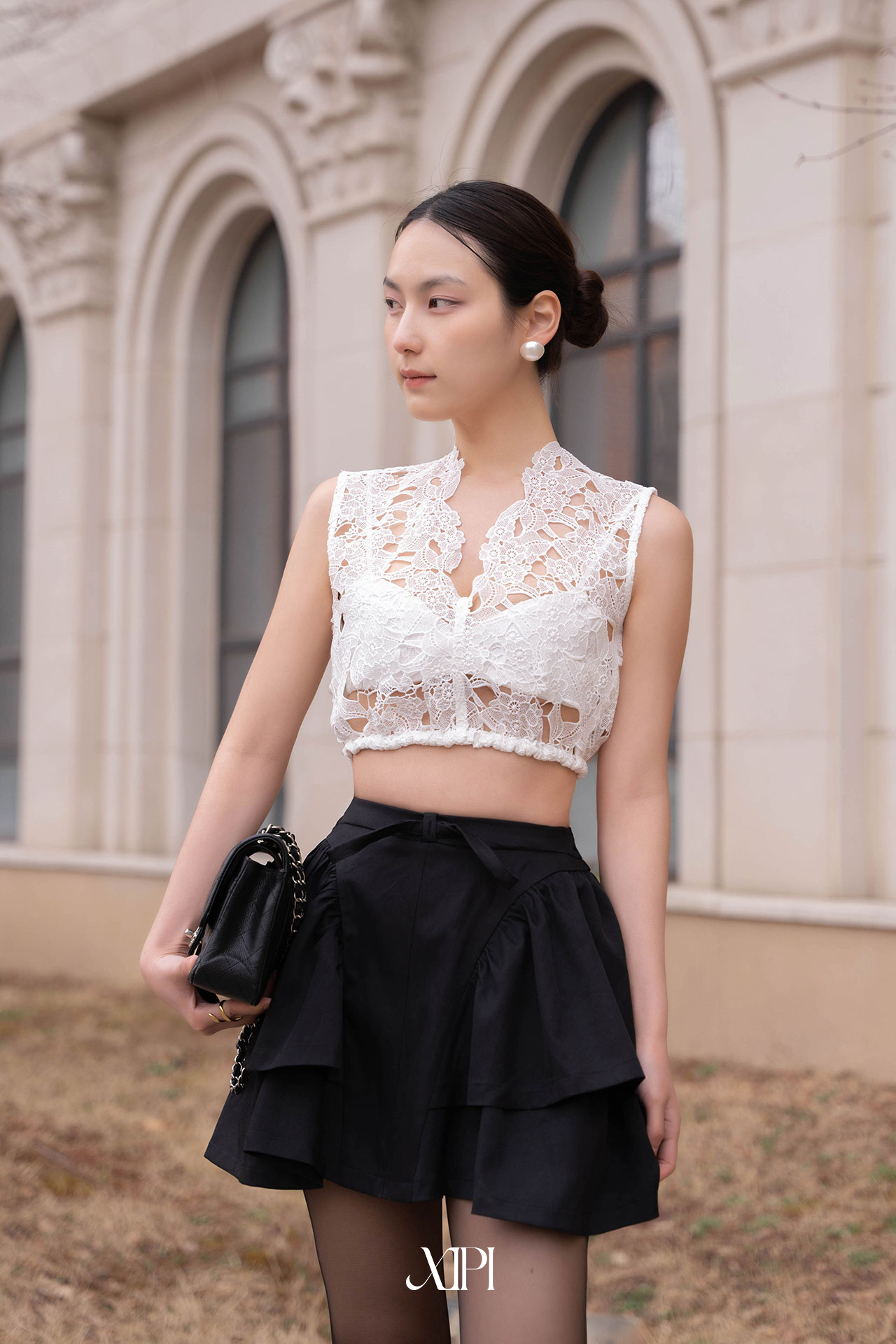 Reign Skirt - Chân Váy Kaki Đen 2 Tầng Bèo alternate