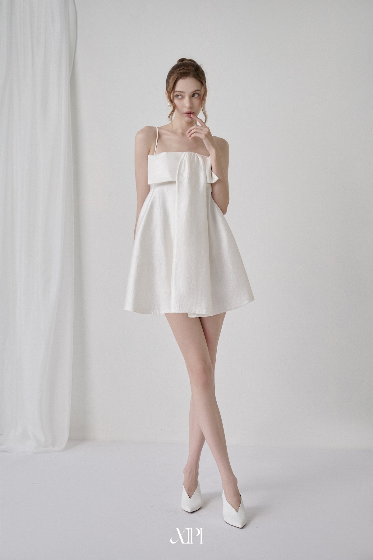 Cloudlet Dress - Đầm Babydoll Nơ Ngực Trắng alternate