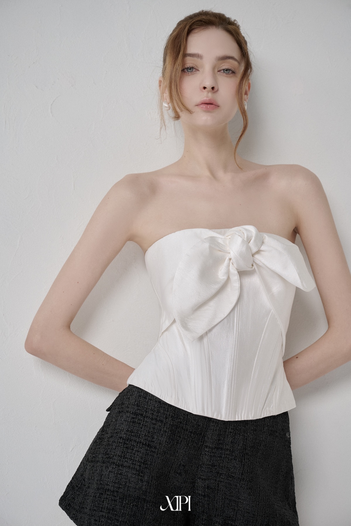 Anima Top - Áo Corset Thắt Nơ Trắng